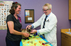 Dr. Marty Becker Examining Cat