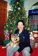 Joey with Snoopy at Christmas