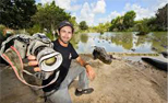 Mario Aldecoa with damaged camera