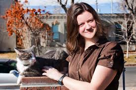 Sarah Timms with cat