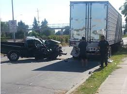 Truck and Semi-Truck crash scene