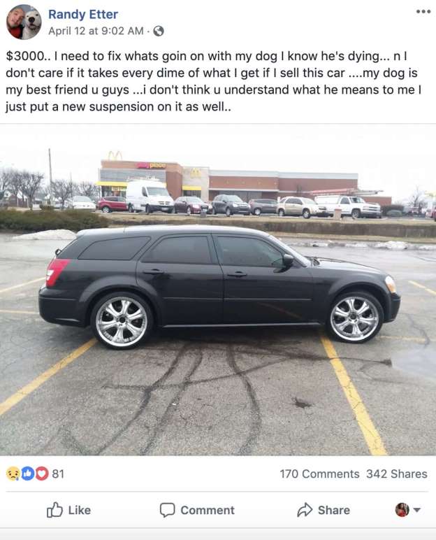 Man Tries To Sell Car To Pay For Dog's Surgery  