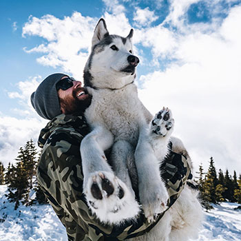 Kelly Lund holding Loki