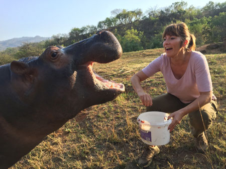 Lucy Cooke with Hippo