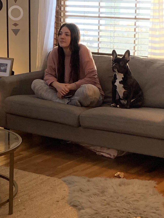 Woman Watching TV with Dog